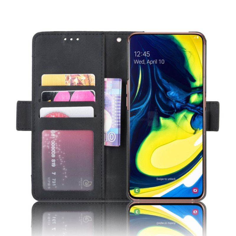 Flip Cover Læder Samsung Galaxy A80 / A90 Sort Førsteklasses Multikort Beskyttelse