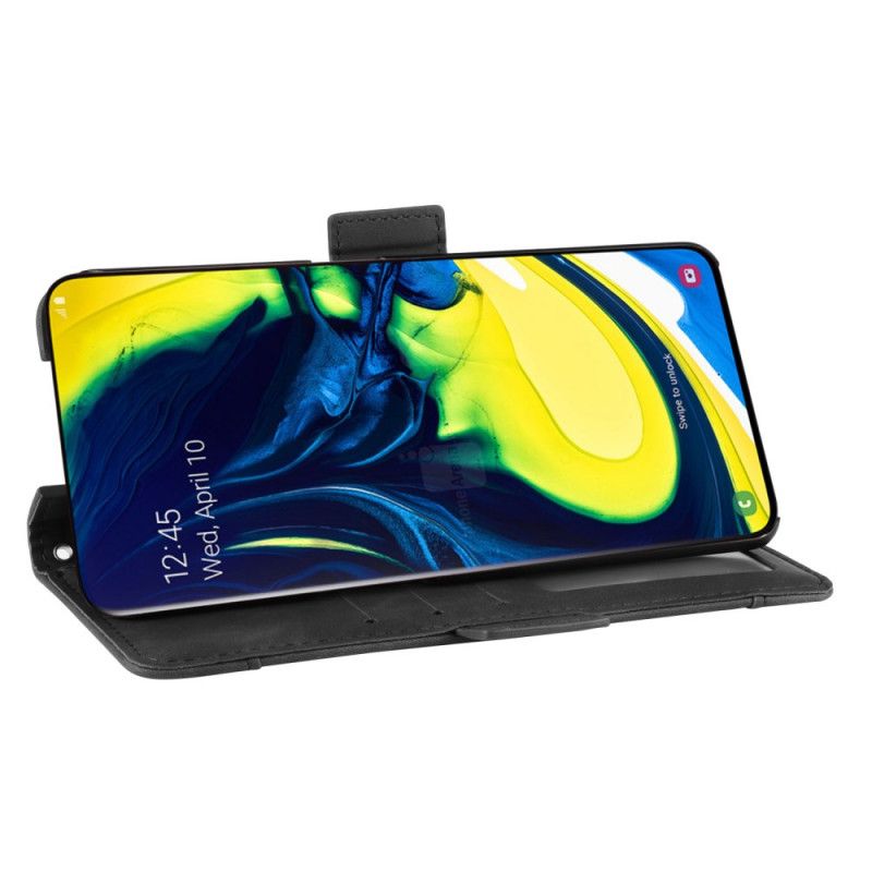 Flip Cover Læder Samsung Galaxy A80 / A90 Sort Førsteklasses Multikort Beskyttelse