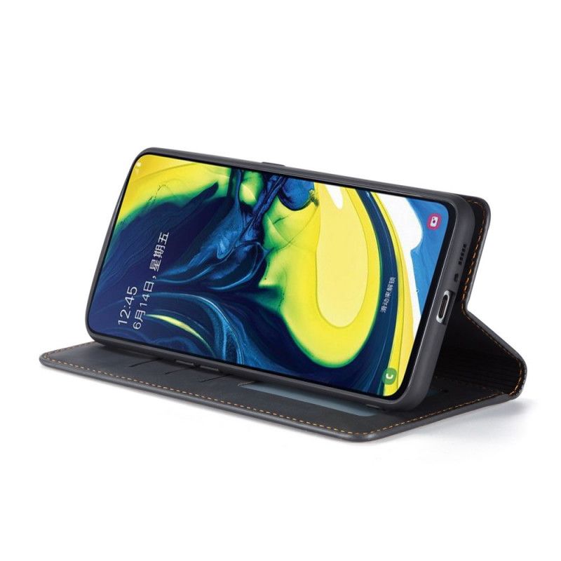 Flip Cover Læder Samsung Galaxy A80 / A90 Sort Forwenw Lædereffekt