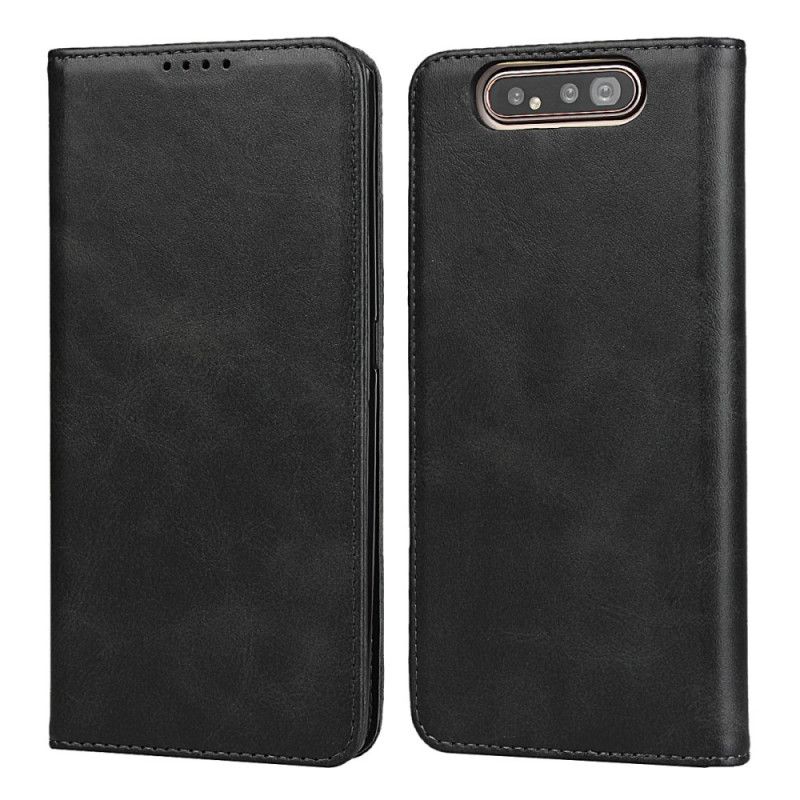 Læder Cover for Samsung Galaxy A80 / A90 Sort Søm I Læderimitation