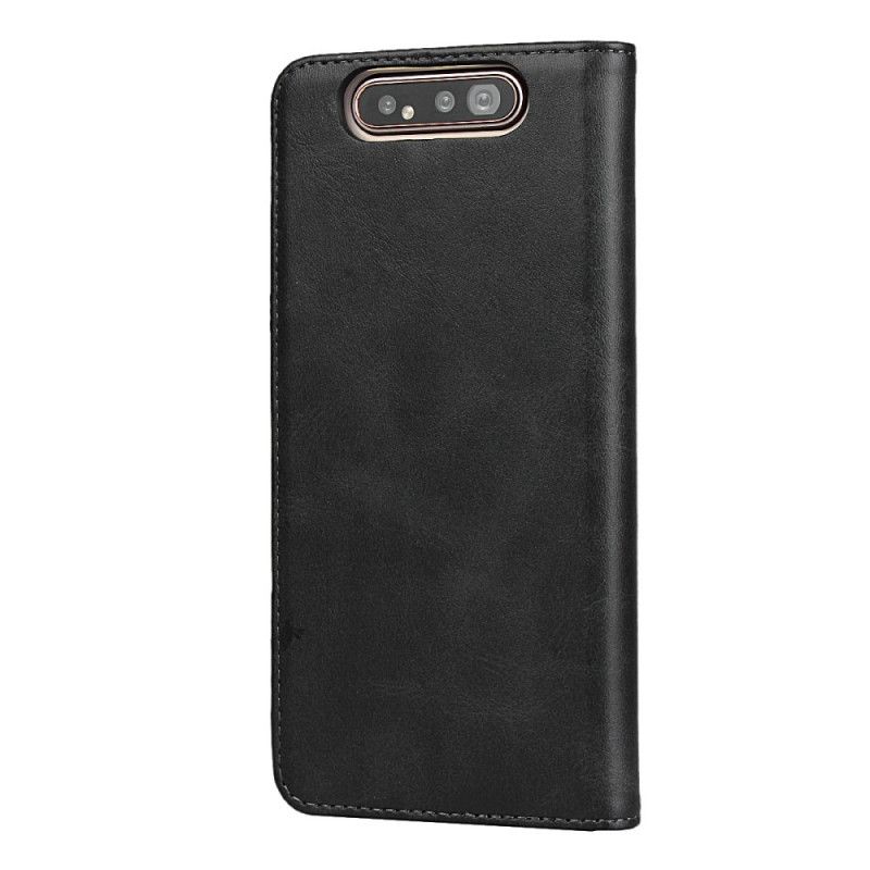 Læder Cover for Samsung Galaxy A80 / A90 Sort Søm I Læderimitation