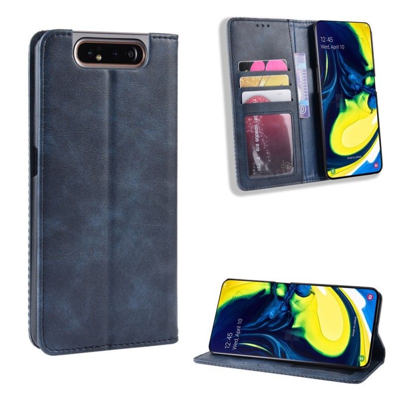 Læder Cover Samsung Galaxy A80 / A90 Sort Stiliseret Kunstlæder