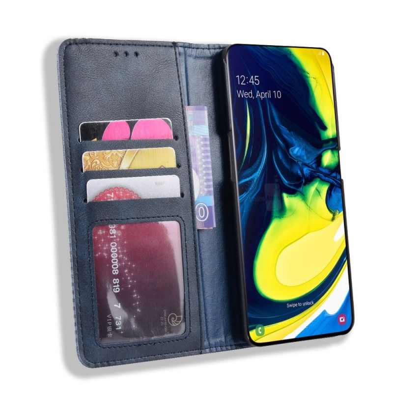 Læder Cover Samsung Galaxy A80 / A90 Sort Stiliseret Kunstlæder