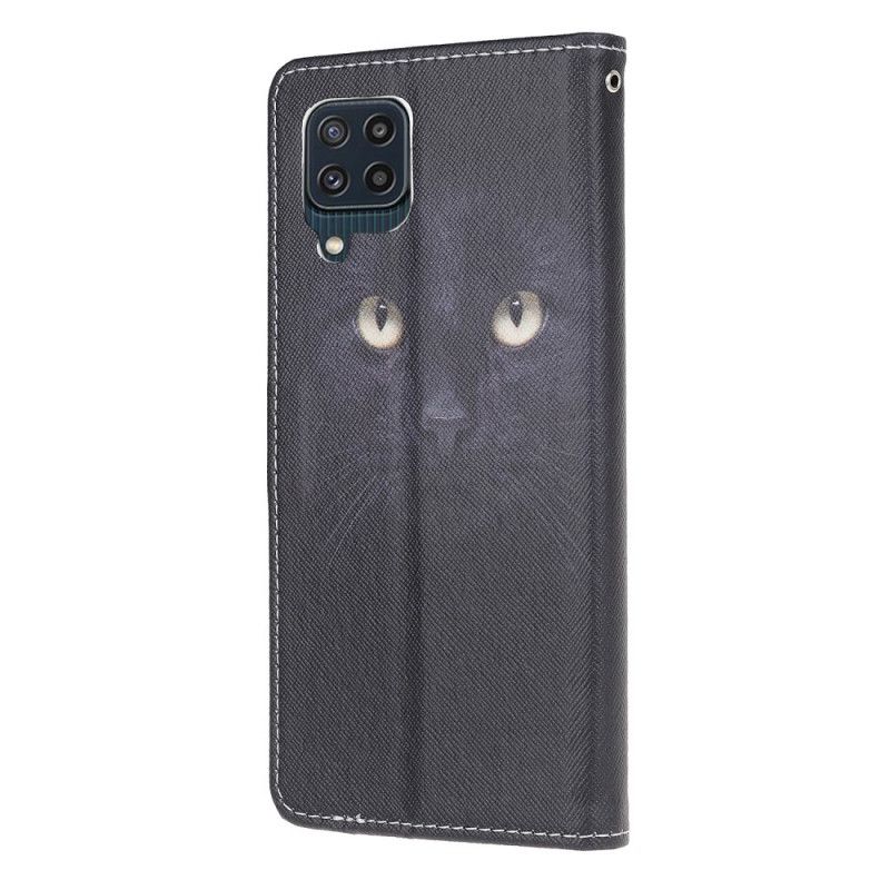 Flip Cover Samsung Galaxy M32 Black Strappy Cat Eyes