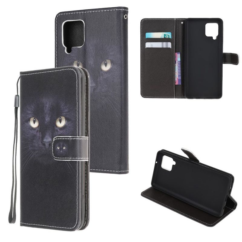 Flip Cover Samsung Galaxy M32 Black Strappy Cat Eyes