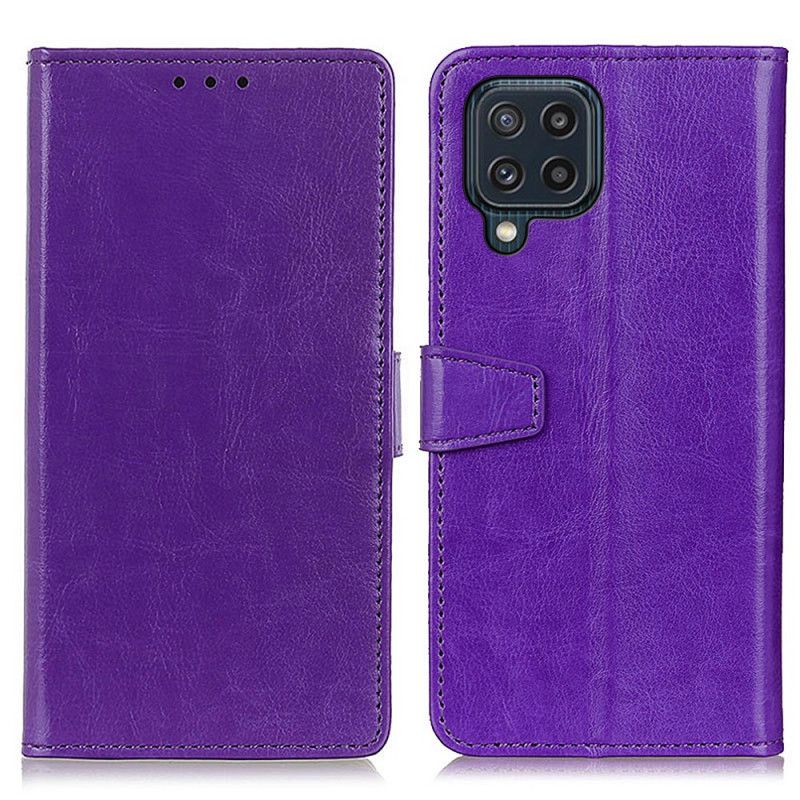 Flip Cover Samsung Galaxy M32 Enkel Skinnende Lædereffekt