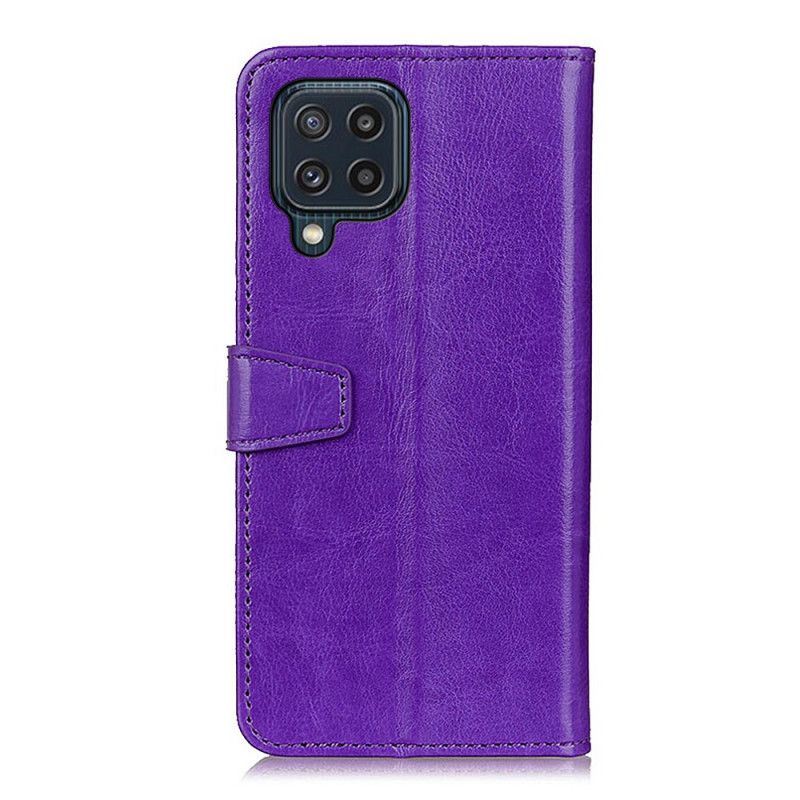 Flip Cover Samsung Galaxy M32 Enkel Skinnende Lædereffekt