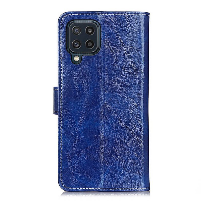 Flip Cover Samsung Galaxy M32 Skinnende Og Synlige Sømme