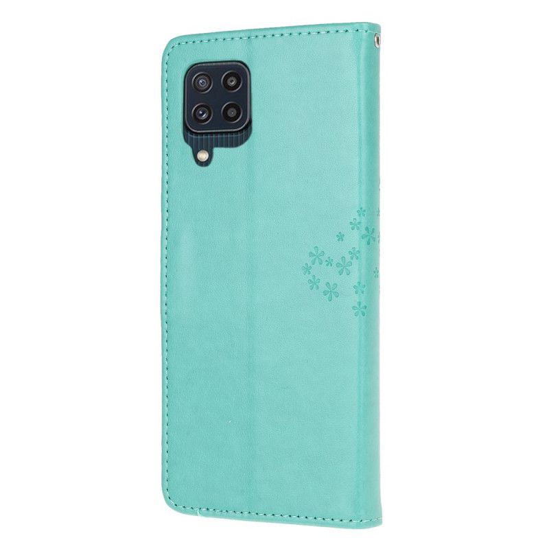 Flip Cover Samsung Galaxy M32 Træ Og Strappy Ugler