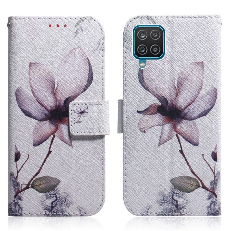 Flip Cover Til Samsung Galaxy M32 Gammel Lyserød Blomst