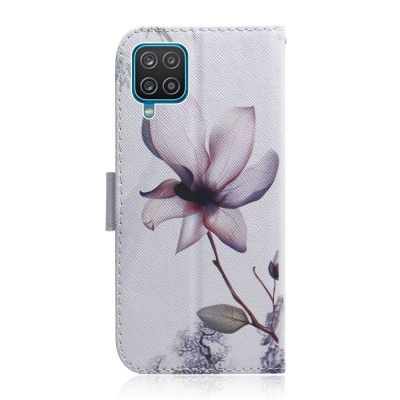 Flip Cover Til Samsung Galaxy M32 Gammel Lyserød Blomst