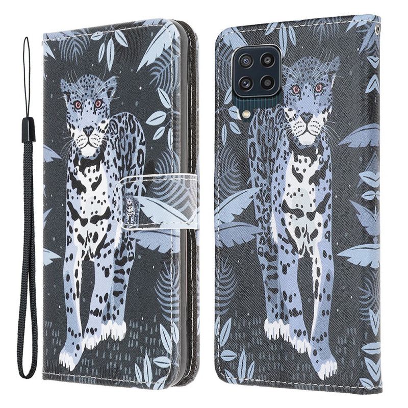 Flip Cover Til Samsung Galaxy M32 Leopard Strappy