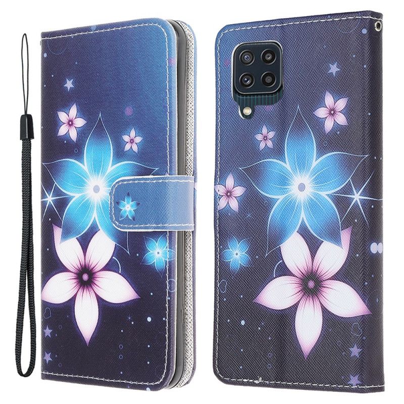 Flip Cover Til Samsung Galaxy M32 Måneblomster Med Rem