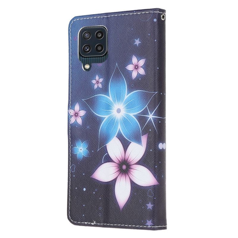 Flip Cover Til Samsung Galaxy M32 Måneblomster Med Rem