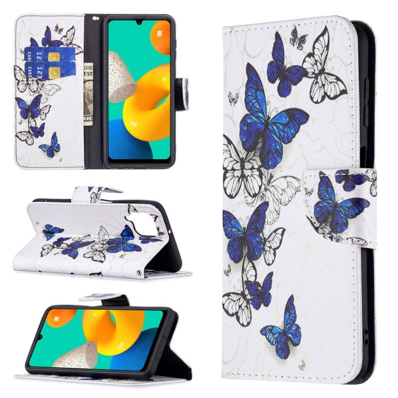 Læder Cover Samsung Galaxy M32 Butterflies Kings