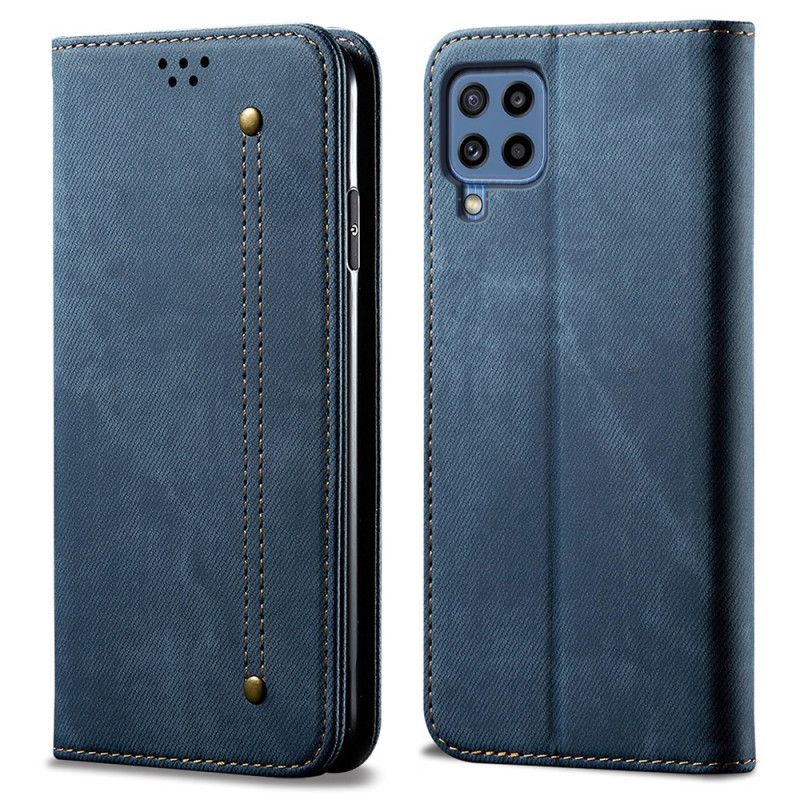 Læder Cover Samsung Galaxy M32 Denimstof