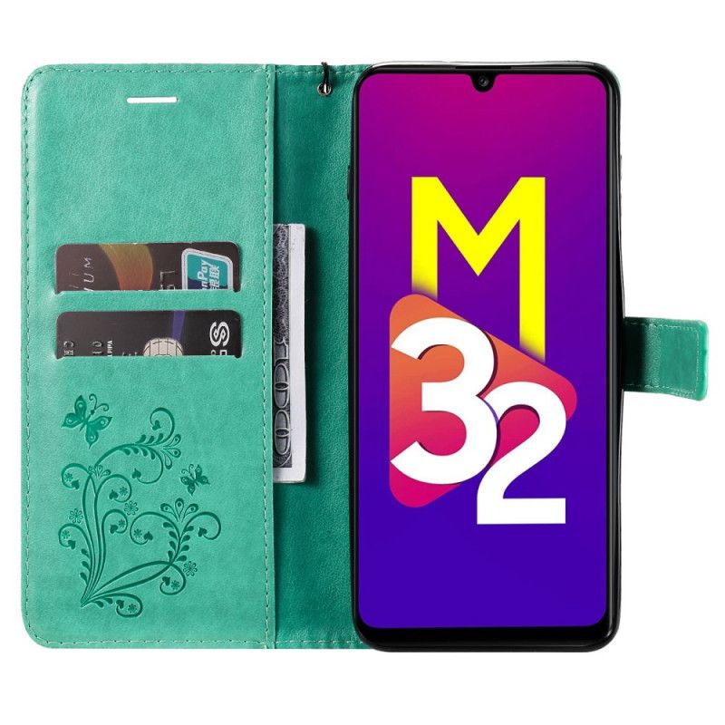 Læder Cover Samsung Galaxy M32 Kæmpestrengsommerfugle