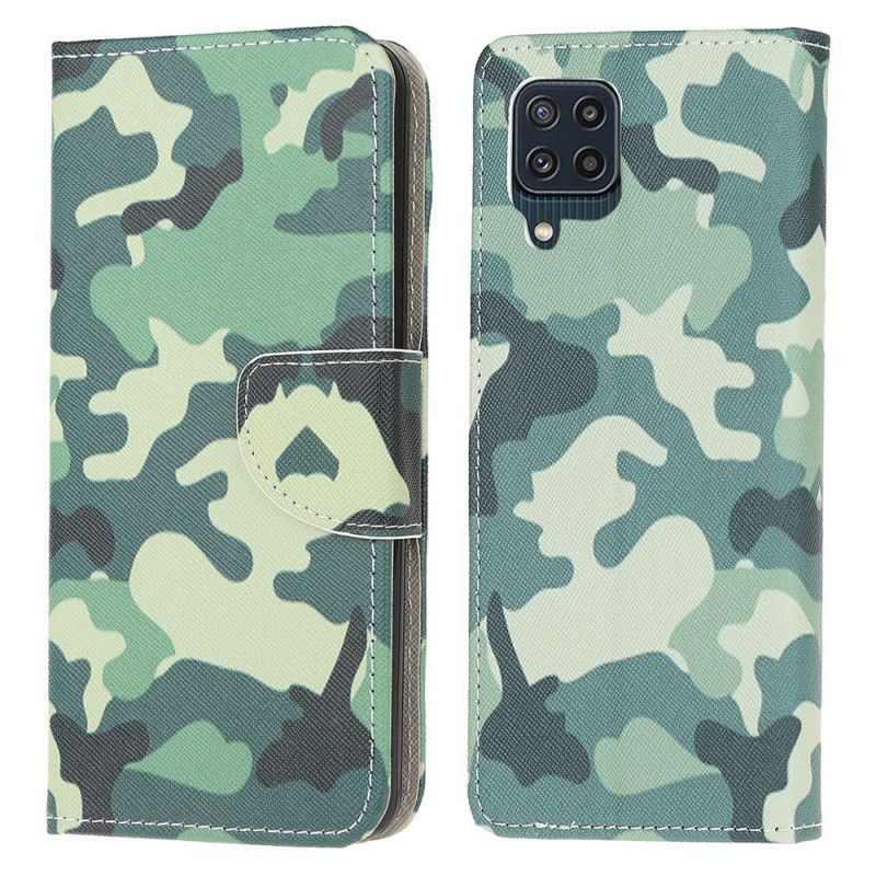 Læder Cover Samsung Galaxy M32 Militær Camouflage