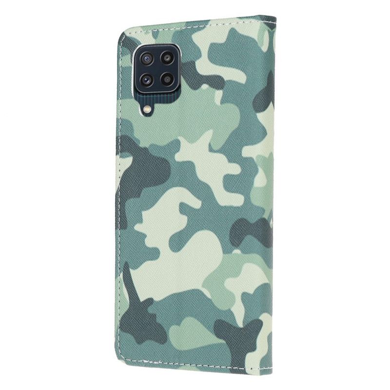 Læder Cover Samsung Galaxy M32 Militær Camouflage