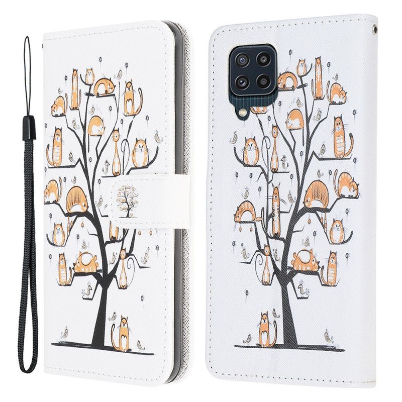 Læder Cover Samsung Galaxy M32 Telefon Etui Funky Cats Strappy