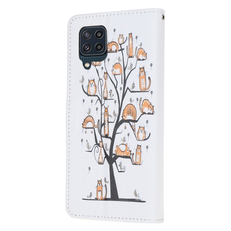 Læder Cover Samsung Galaxy M32 Telefon Etui Funky Cats Strappy