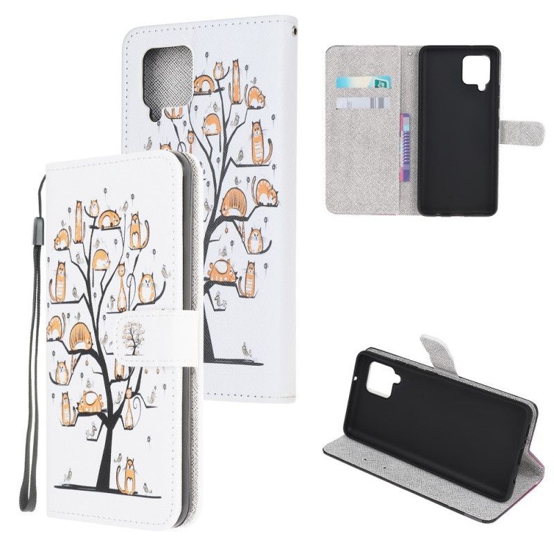 Læder Cover Samsung Galaxy M32 Telefon Etui Funky Cats Strappy