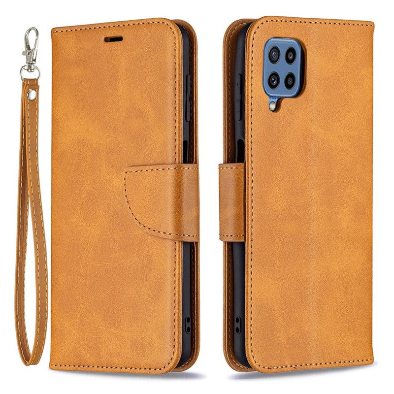 Læder Cover Samsung Galaxy M32 Telefon Etui Glat Flap Skrå