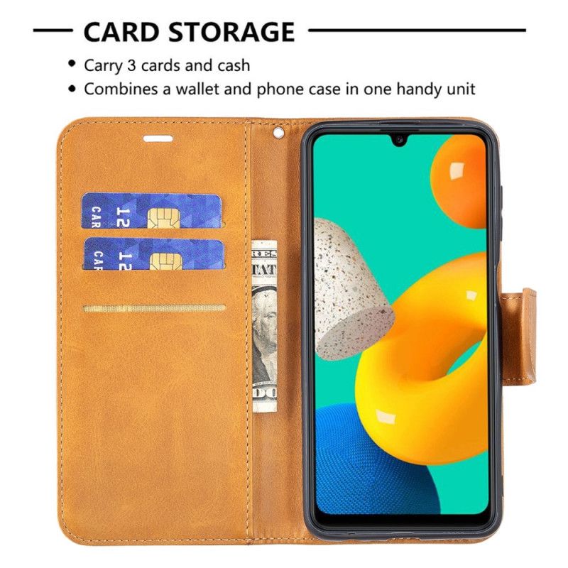 Læder Cover Samsung Galaxy M32 Telefon Etui Glat Flap Skrå