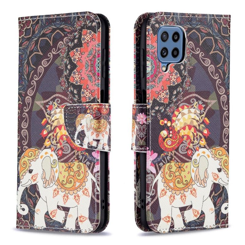 Læder Cover Samsung Galaxy M32 Telefon Etui Indisk Elefant