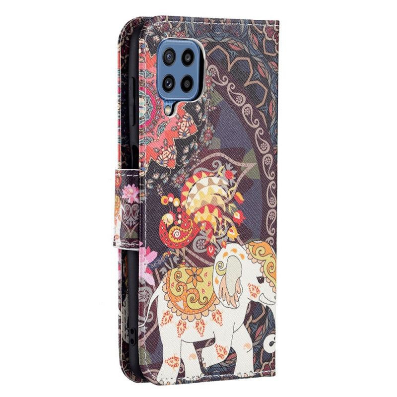 Læder Cover Samsung Galaxy M32 Telefon Etui Indisk Elefant