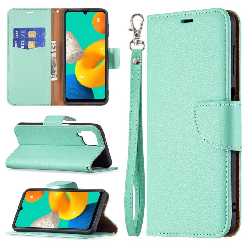 Læder Cover Samsung Galaxy M32 Telefon Etui Lychee Flap Skrå