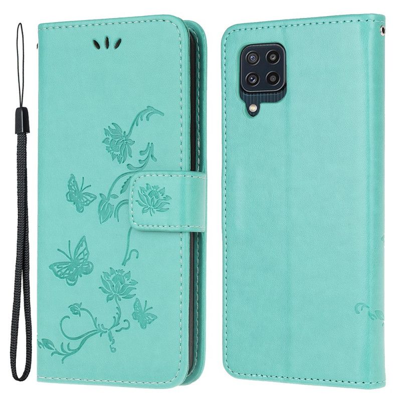 Læder Cover Samsung Galaxy M32 Telefon Etui Remblomster