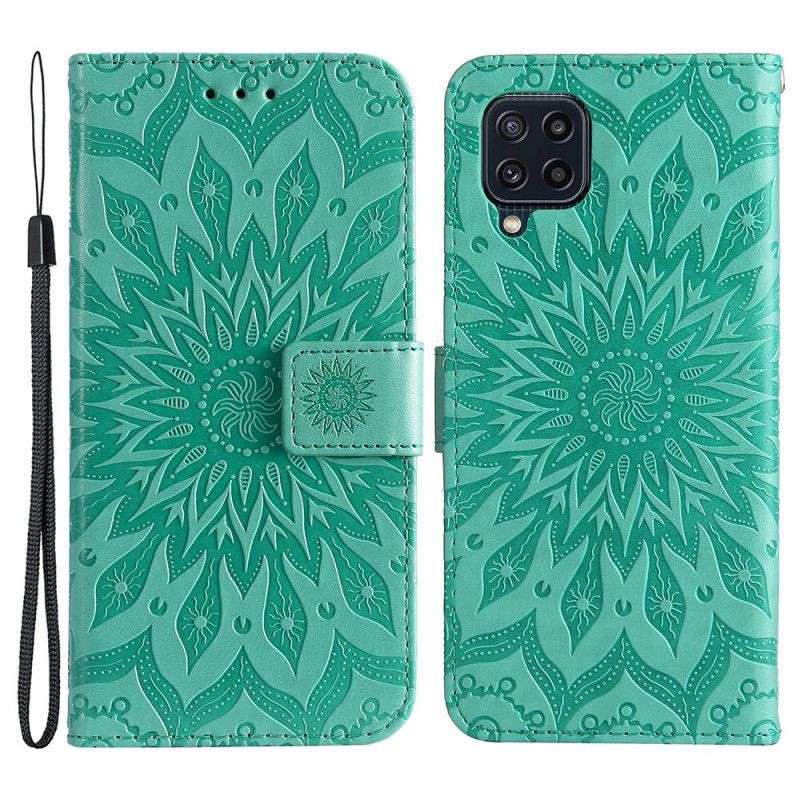 Læder Cover Samsung Galaxy M32 Telefon Etui Solblomst