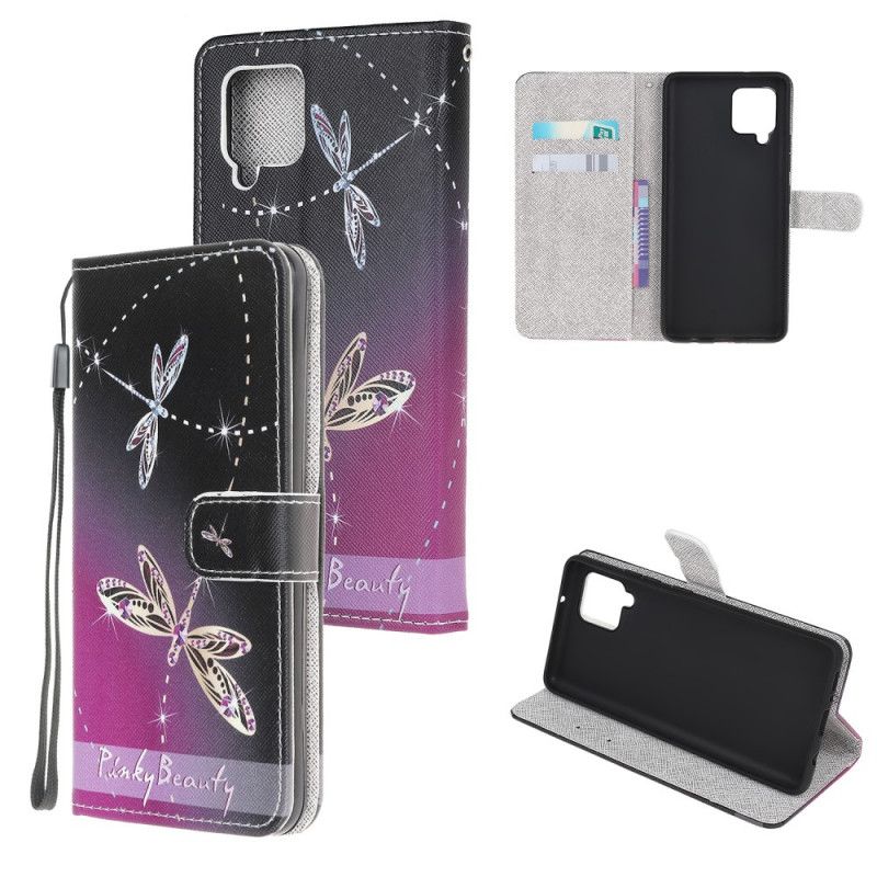 Læder Cover Samsung Galaxy M32 Thong Dragonflies