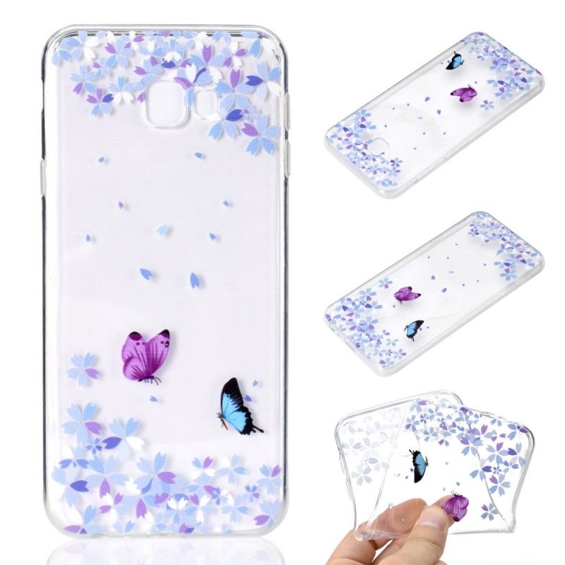 Cover Samsung Galaxy J4 Plus Gennemsigtige Sommerfugle Og Blomster