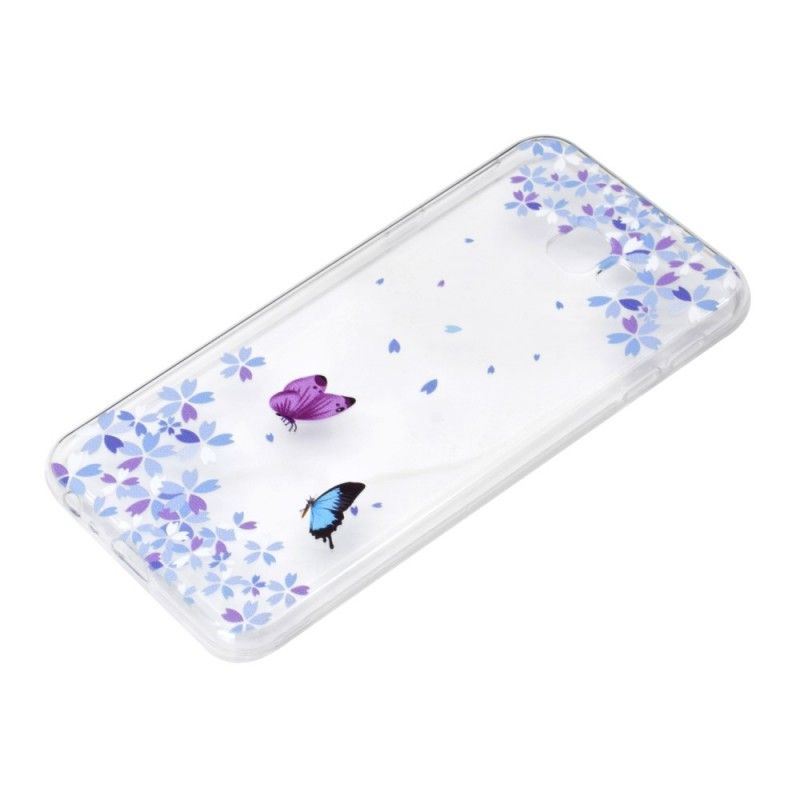 Cover Samsung Galaxy J4 Plus Gennemsigtige Sommerfugle Og Blomster