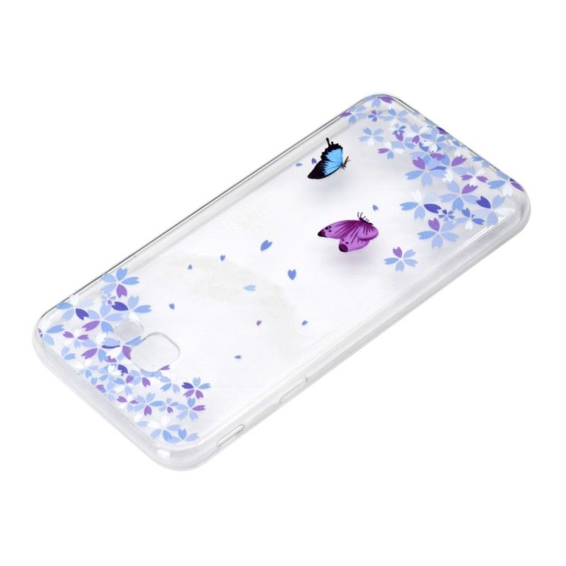 Cover Samsung Galaxy J4 Plus Gennemsigtige Sommerfugle Og Blomster