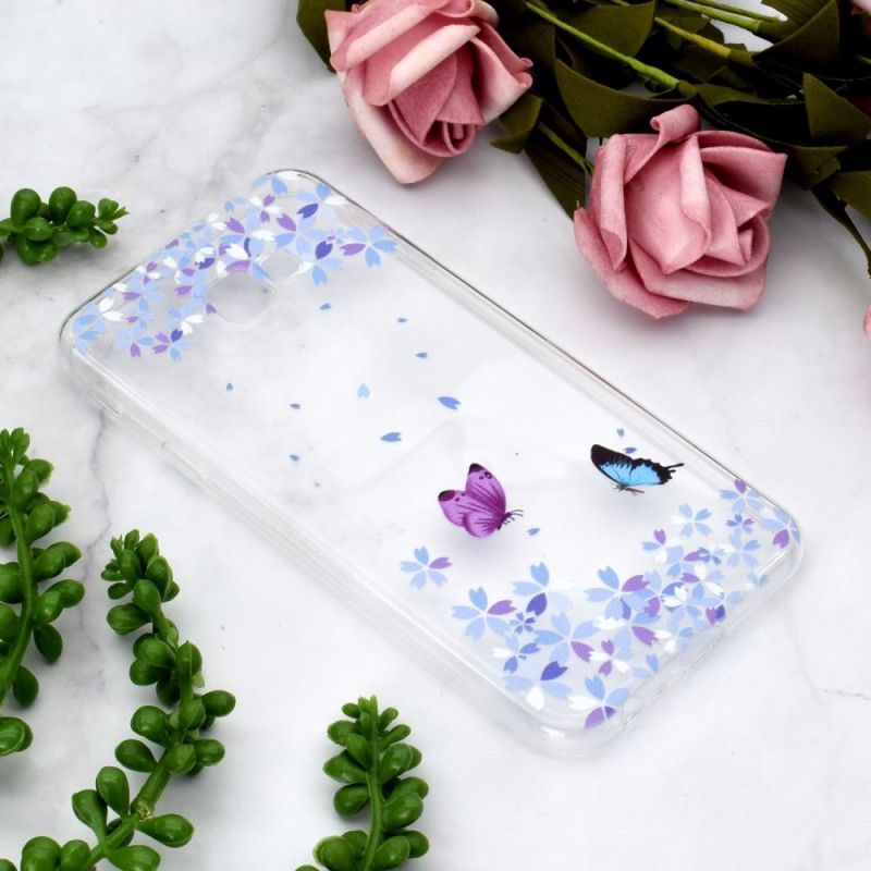 Cover Samsung Galaxy J4 Plus Gennemsigtige Sommerfugle Og Blomster