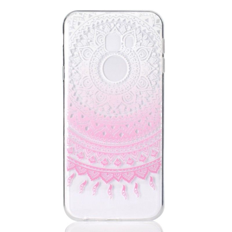 Cover Samsung Galaxy J4 Plus Lyserød Gennemsigtig Farverig Mandala