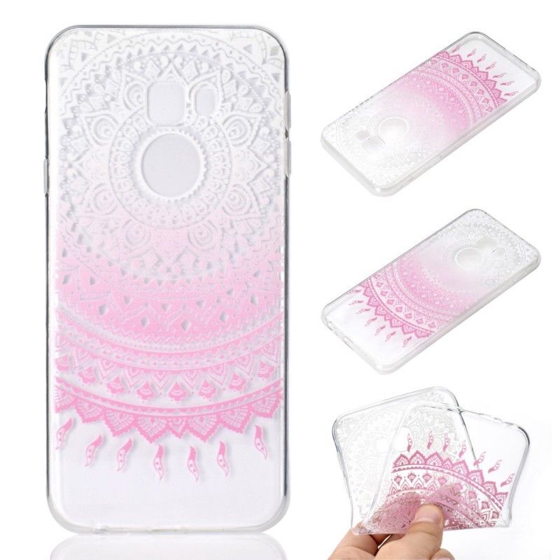 Cover Samsung Galaxy J4 Plus Lyserød Gennemsigtig Farverig Mandala