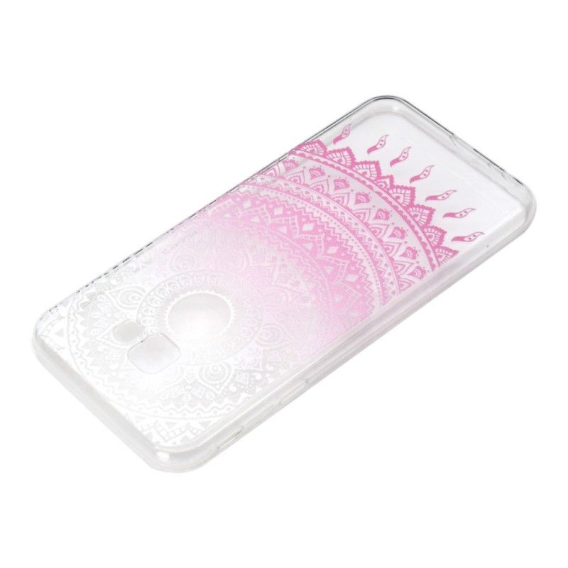 Cover Samsung Galaxy J4 Plus Lyserød Gennemsigtig Farverig Mandala