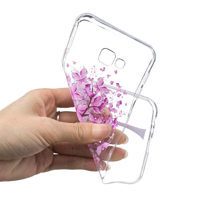 Cover Samsung Galaxy J4 Plus Mobilcover Gennemsigtigt Sommerfugletræ