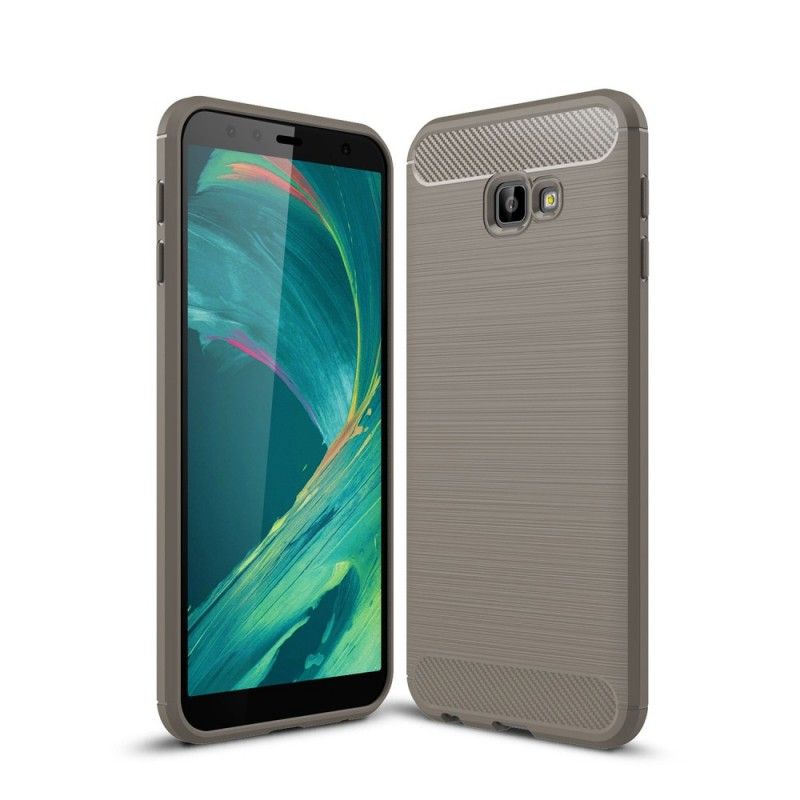 Cover Samsung Galaxy J4 Plus Sort Børstet Kulfiber