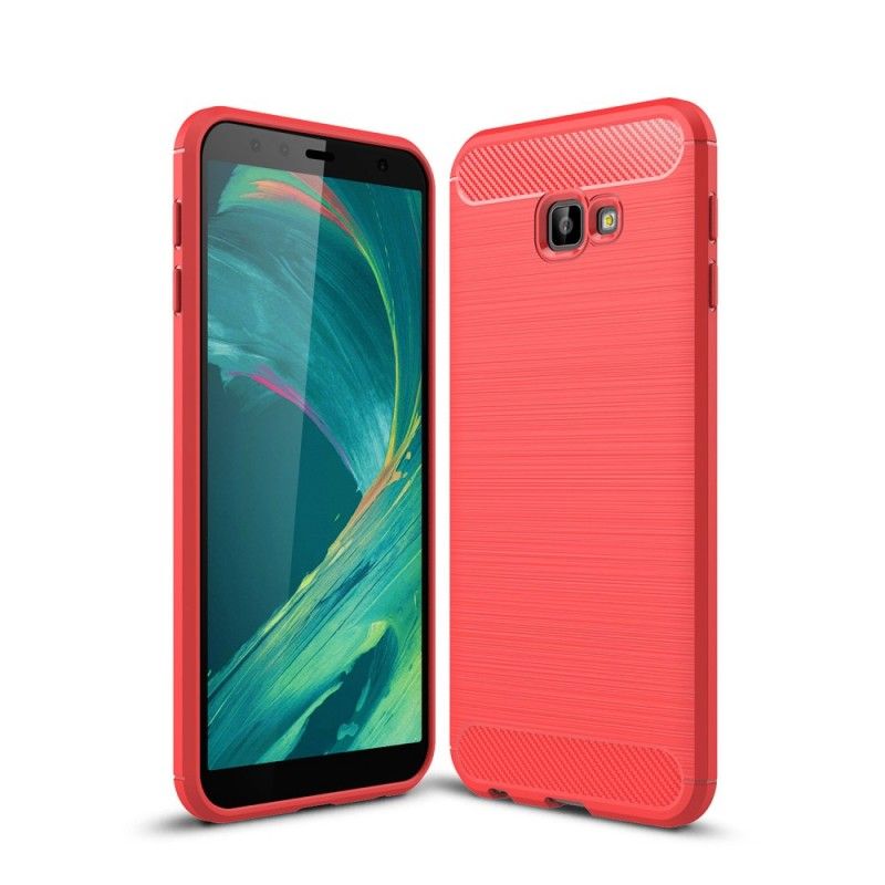 Cover Samsung Galaxy J4 Plus Sort Børstet Kulfiber