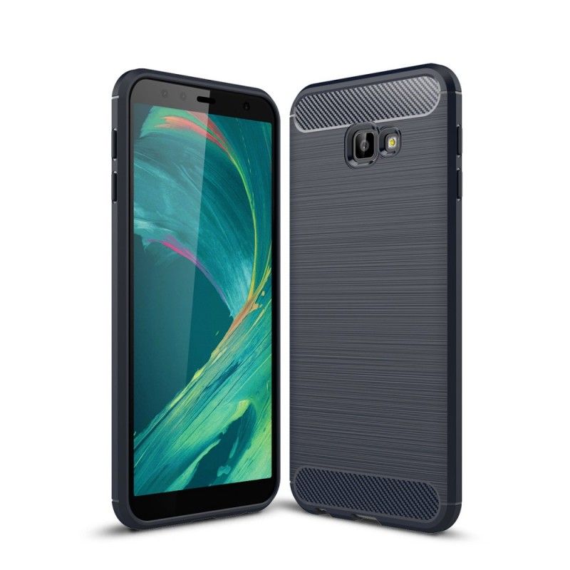 Cover Samsung Galaxy J4 Plus Sort Børstet Kulfiber