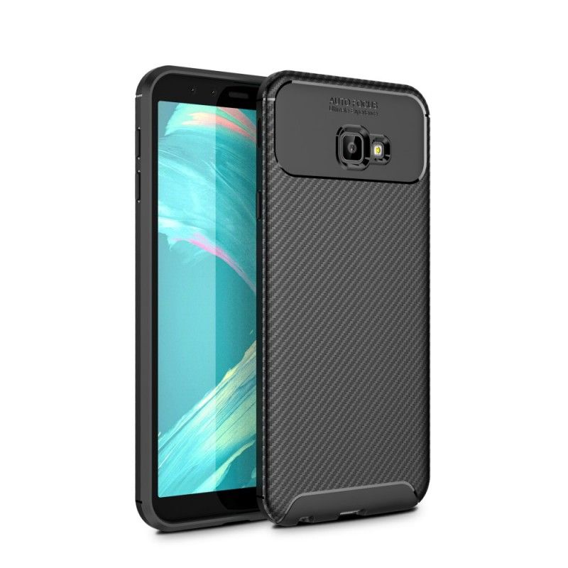 Cover Samsung Galaxy J4 Plus Sort Fleksibel Kulfibertekstur