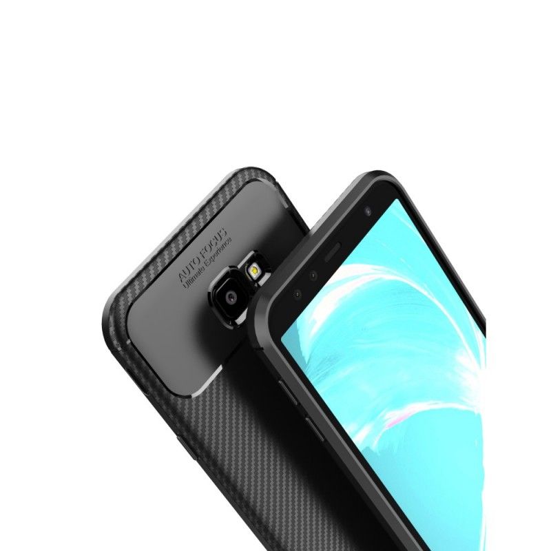 Cover Samsung Galaxy J4 Plus Sort Fleksibel Kulfibertekstur