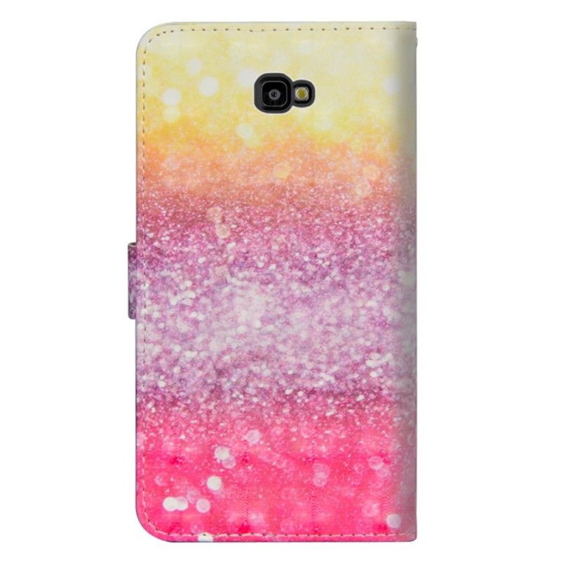 Flip Cover Læder for Samsung Galaxy J4 Plus Magenta Glittergradient