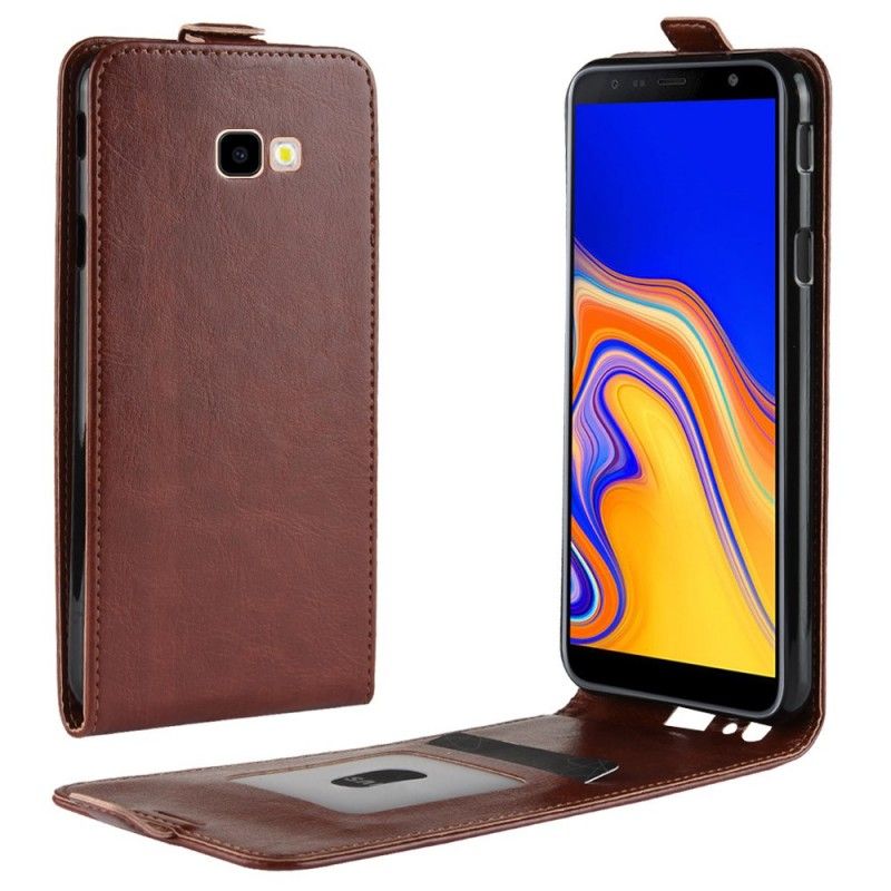 Flip Cover Læder for Samsung Galaxy J4 Plus Sort Foldning Af Lædereffekt