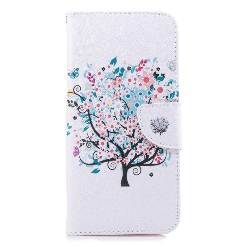 Flip Cover Læder Samsung Galaxy J4 Plus Blomstret Træ Original